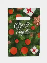 Бежевый пакет новогодний,5 шт ,20*30