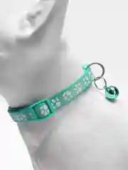 Бирюзовый ошейник для кошек и собак мелких пород с лапками и колокольчиком