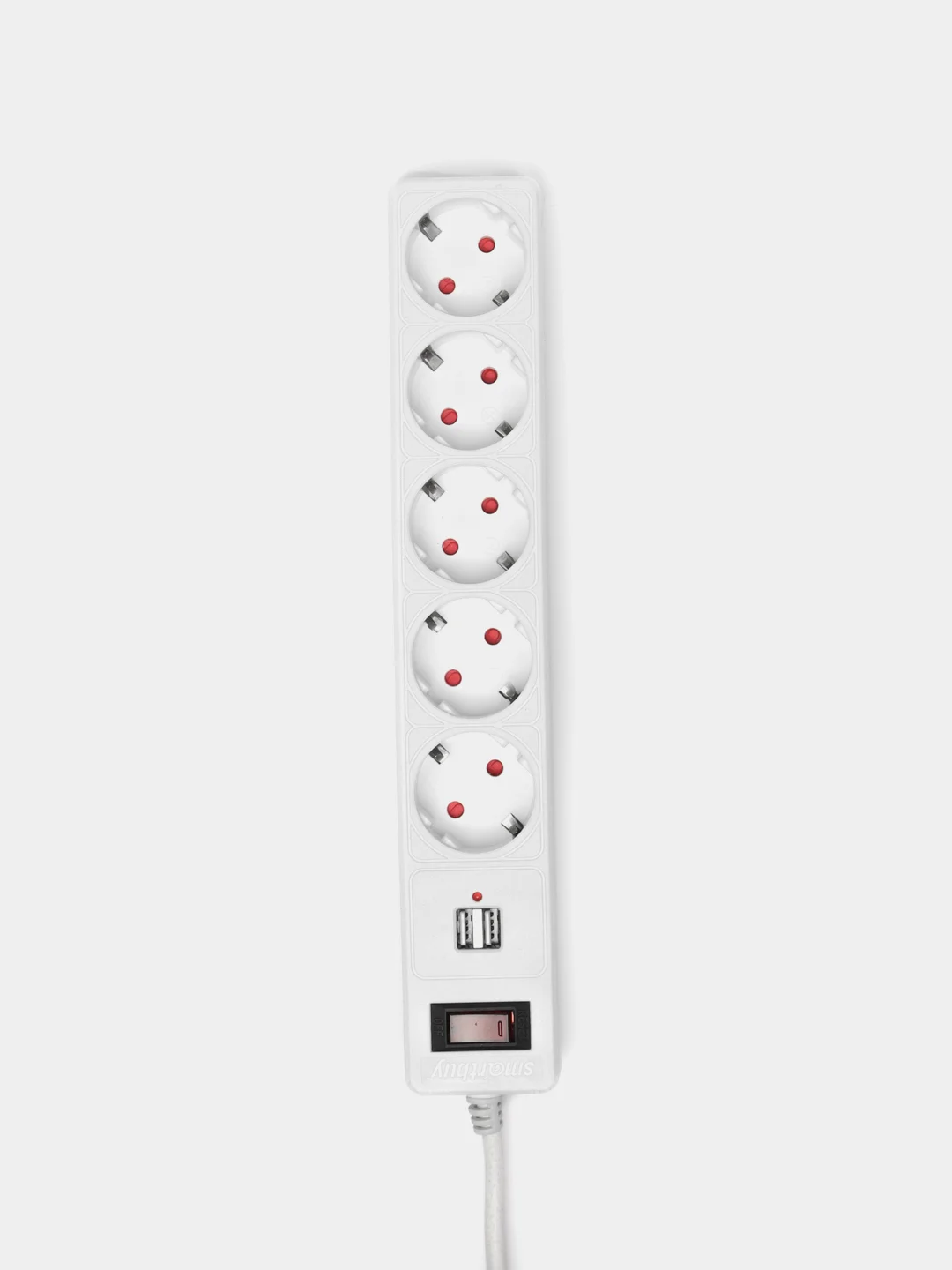 Белый сетевой фильтр, удлинитель, 2 Usb выхода 5 розеток Smartbuy