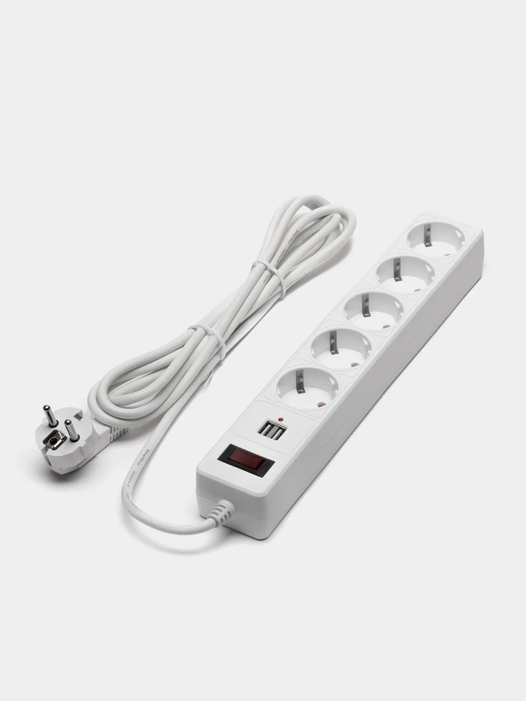 Белый сетевой фильтр, удлинитель, 2 Usb выхода 5 розеток Smartbuy