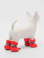 Красный меховые ботинки для собак, утепленные