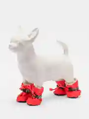 Красный меховые ботинки для собак, утепленные