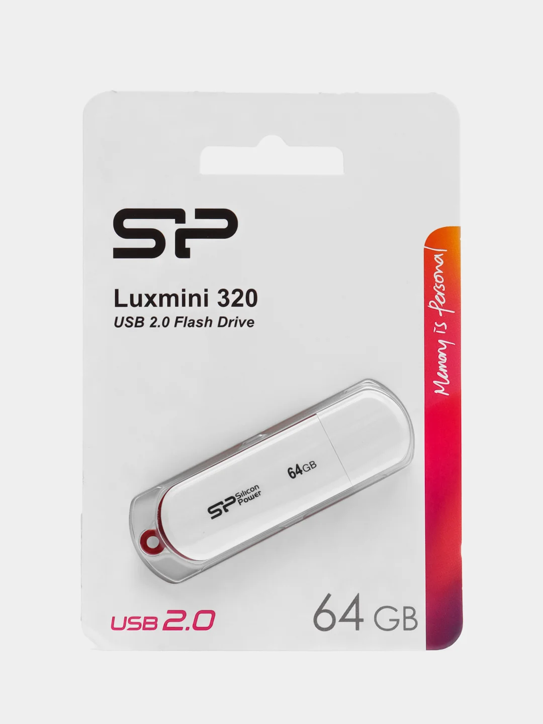 Белый флешка USB Silicon Power LuxMini 320, 16 Гб / 32 Гб / 64 Гб, подарок на 8 марта
