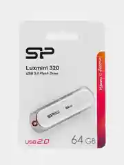 Белый флешка USB Silicon Power LuxMini 320, 16 Гб / 32 Гб / 64 Гб, подарок на 8 марта