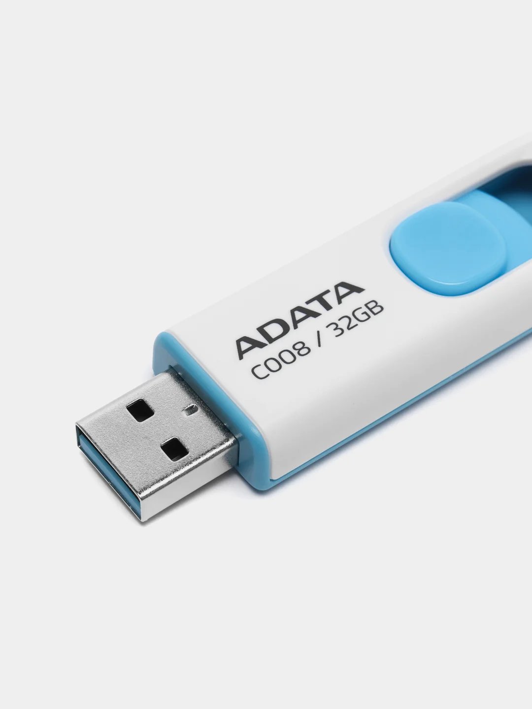 Белый флешка A-Data C008, USB, выдвижная,  16 / 32 / 64 Гб, флеш-накопитель