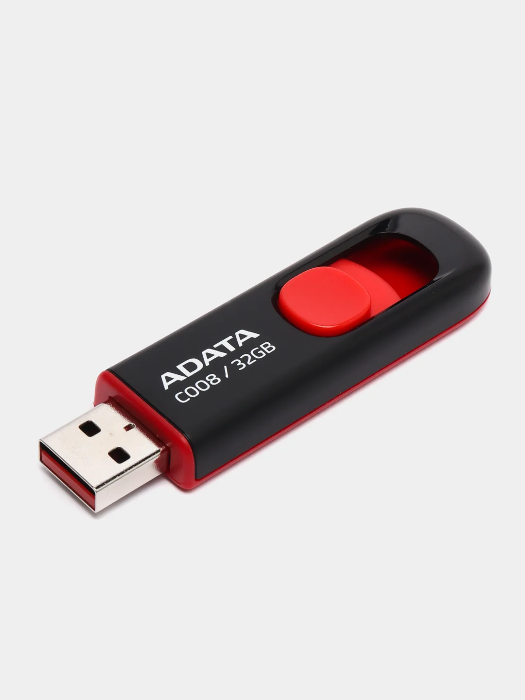 Красный флешка A-Data C008, USB, выдвижная,  16 / 32 / 64 Гб, флеш-накопитель