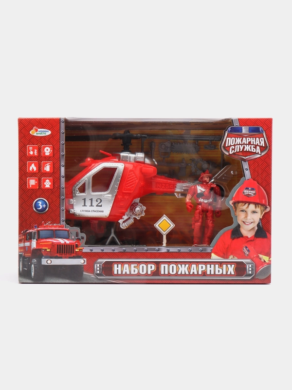 Игровой набор: пожарный вертолет со спасателем