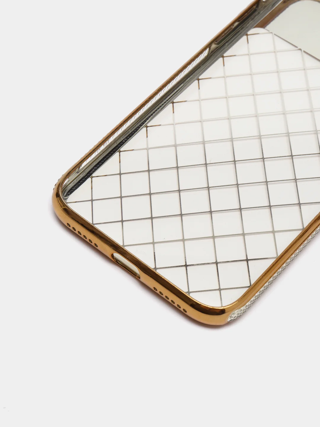 Золотой силиконовый чехол на Apple iPhone X / Xs прозрачный с узорами