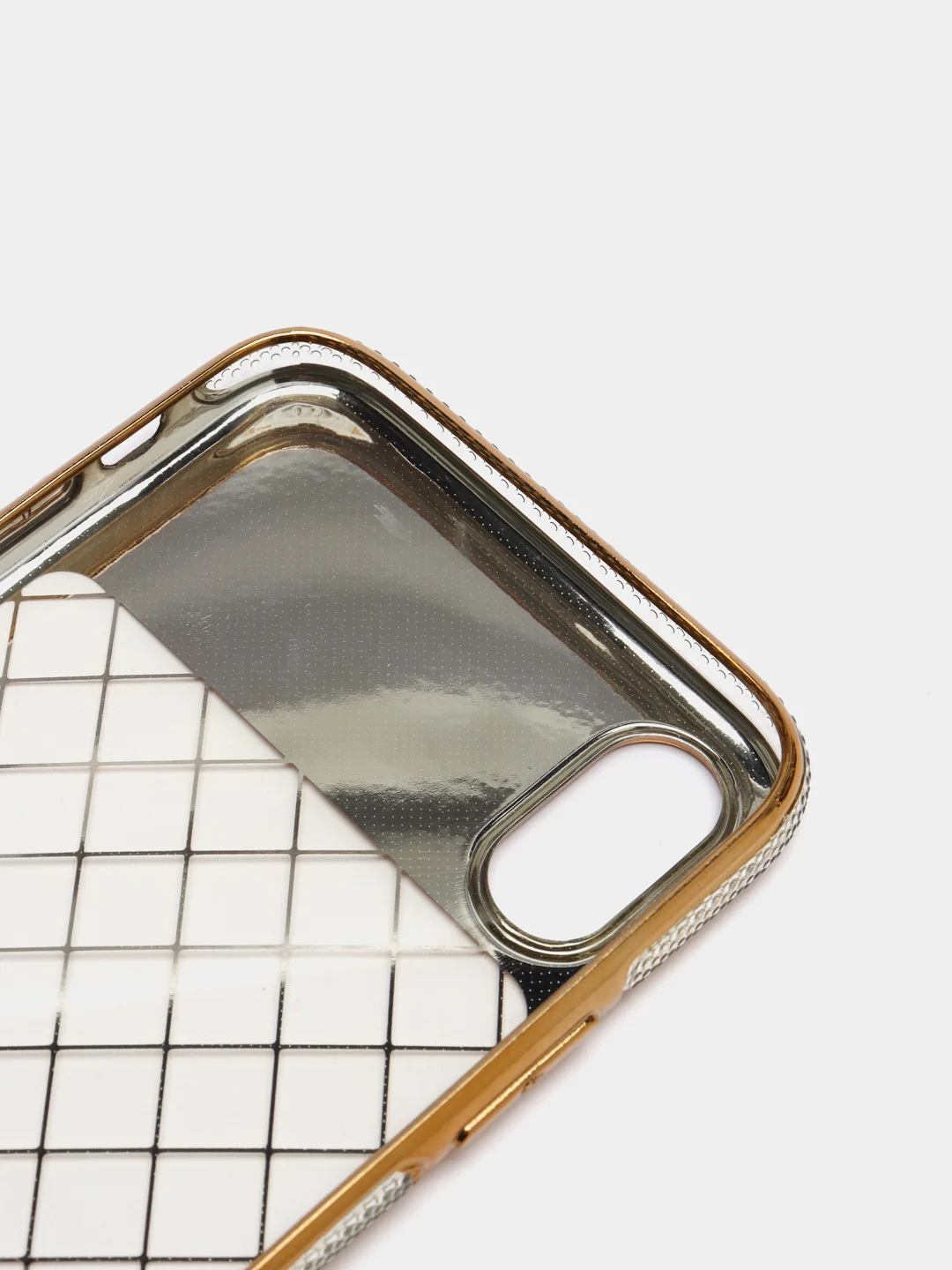 Золотой силиконовый чехол на Apple iPhone X / Xs прозрачный с узорами