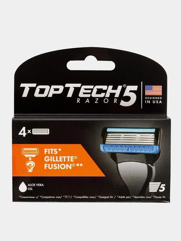 8 сменных кассет для бритья TopTech Razor5. Совместимы с Gillette Fusion5, Fusion ProGlide