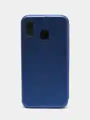 Синий чехол книжка на Samsung Galaxy M20, из эко кожи, с карманом