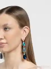 Синий длинные серьги подвески  с камнями