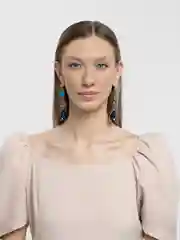 Синий длинные серьги подвески  с камнями