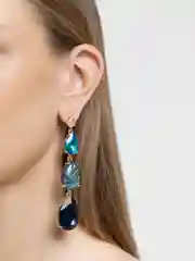 Синий длинные серьги подвески  с камнями