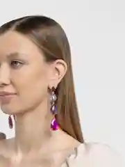 Фуксия длинные серьги подвески  с камнями