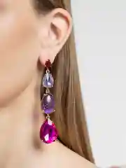 Фуксия длинные серьги подвески  с камнями