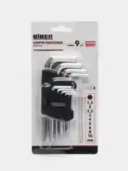 Набор инбусовых шестигранных ключей Biber 90503 CrV, 1.5-10 мм, 9 штук