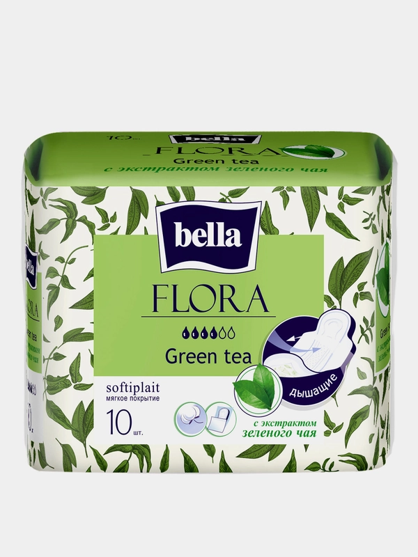 Прокладки Bella FLORA Green tea, 10 штук
