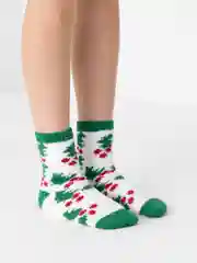 Зеленый носки махровые, женские, новогодние, Emily
