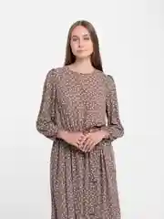 Бежевый меланж платье женское шифоновое