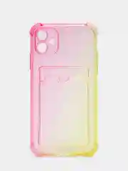 Пастельно-коралловый чехол для iPhone XR, 11, 12, 13, 14, Pro, Pro Max, 7 / 8, 7 Plus, с карманом для карт