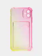 Пастельно-коралловый чехол для iPhone XR, 11, 12, 13, 14, Pro, Pro Max, 7 / 8, 7 Plus, с карманом для карт