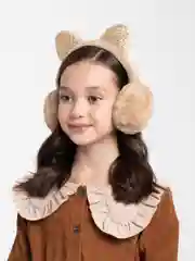 Бежевый наушники детские меховые / Наушники зимние с мехом, теплые
