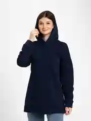 Индиго худи женское, оверсайз, утепленное, с капюшоном