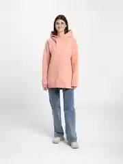 Кораллово-розовый худи женское, оверсайз, утепленное, с капюшоном