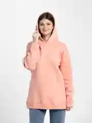 Кораллово-розовый худи женское, оверсайз, утепленное, с капюшоном