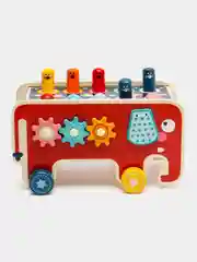 Игрушка-стучалка, бизиборд, каталка "Слоник", Игровой развивающий детский центр 4 в 1