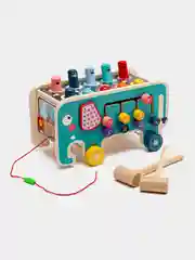 Игрушка-стучалка, бизиборд, каталка "Слоник", Игровой развивающий детский центр 4 в 1
