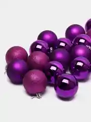 Фиолетовый набор ёлочных игрушек, 24 штуки, диаметр 6см (большие)