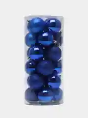 Синий набор ёлочных игрушек, 24 штуки, диаметр 6см (большие)
