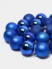 Синий набор ёлочных игрушек, 24 штуки, диаметр 6см (большие)