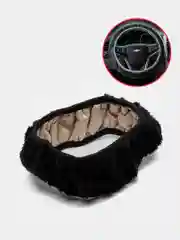 Черный оплетка меховая на руль автомобиля / чехол оплетка плюшевая 38 см