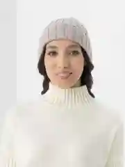 Бежевый шапка женская, вязаная
