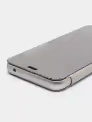 Серебряный чехол-книжка Huawei mate 20 liteс дизайном с зеркальной поверхностью,с подставкой