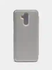 Серебряный чехол-книжка Huawei mate 20 liteс дизайном с зеркальной поверхностью,с подставкой