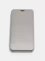 Серебряный чехол-книжка Huawei mate 20 liteс дизайном с зеркальной поверхностью,с подставкой