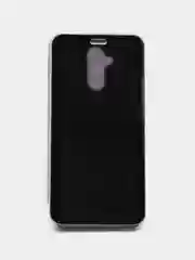 Серебряный чехол-книжка Huawei mate 20 liteс дизайном с зеркальной поверхностью,с подставкой