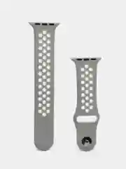 Серебряный ремешок для Apple Watch 3,4,5 поколения 38/40 мм. двухцветный, силиконовый