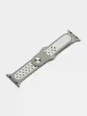 Серебряный ремешок для Apple Watch 3,4,5 поколения 38/40 мм. двухцветный, силиконовый