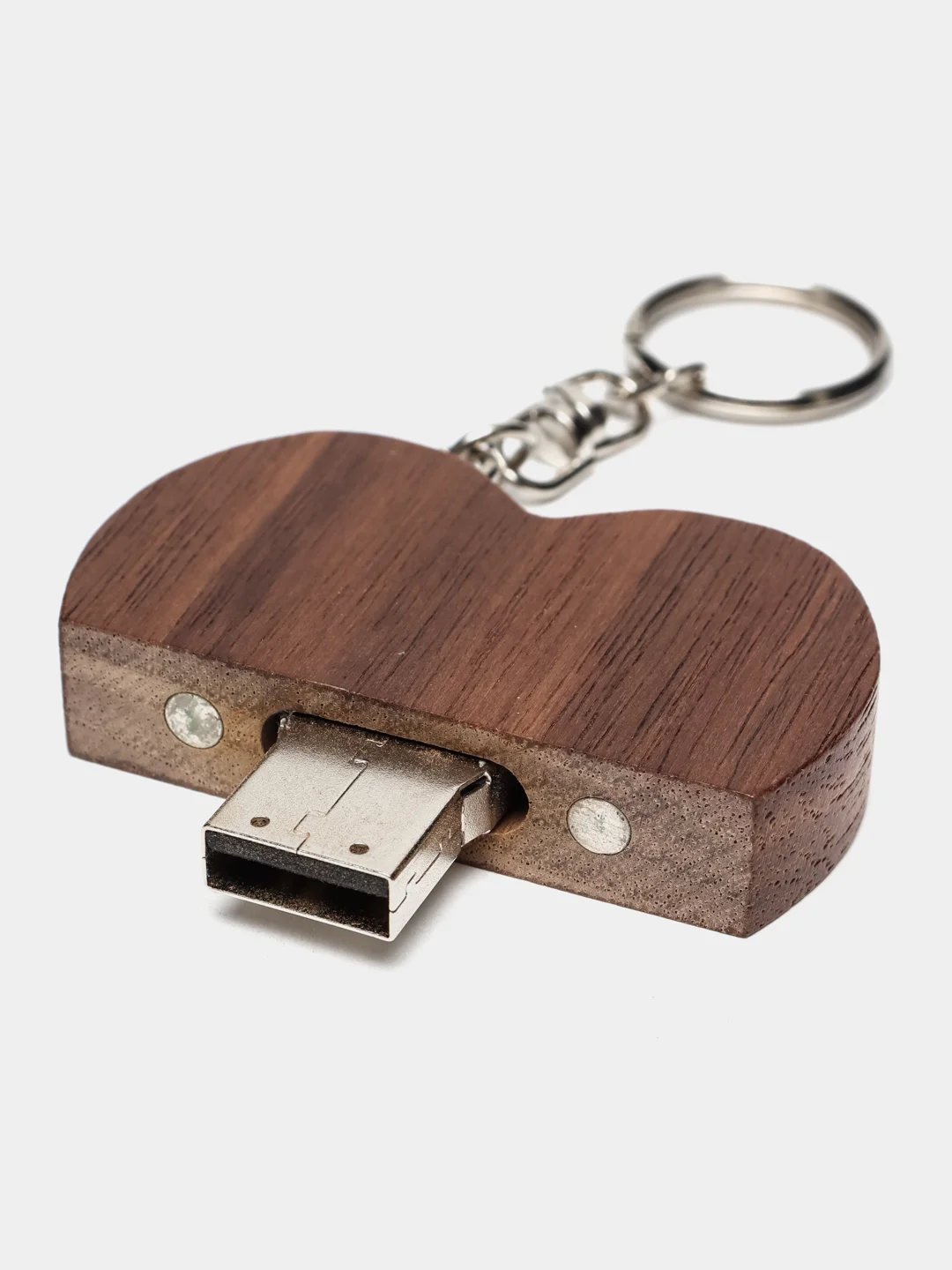 Коричневый флеш-накопитель USB деревянный в форме "Сердце"
