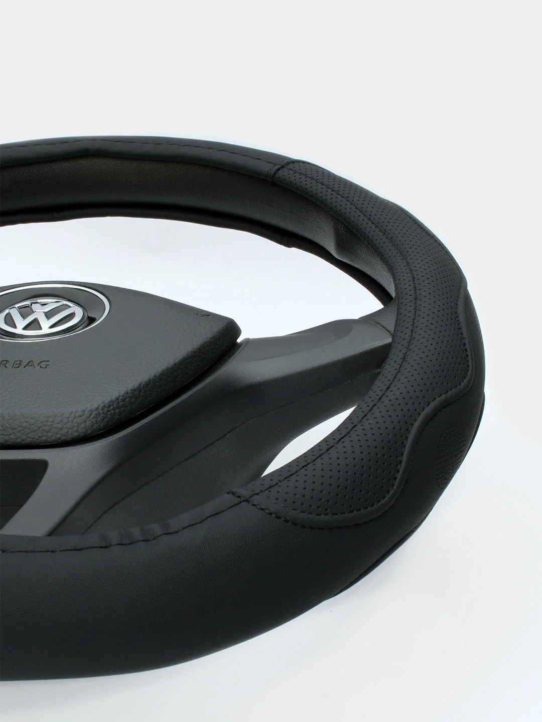 Черный чехол на руль D-образный для Volkswagen, Skoda