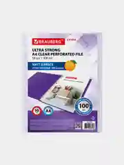 Папки-файлы перфорированные А4 BRAUBERG "EXTRA 1000", КОМПЛЕКТ 50 шт.,матовые,ПЛОТНЫЕ