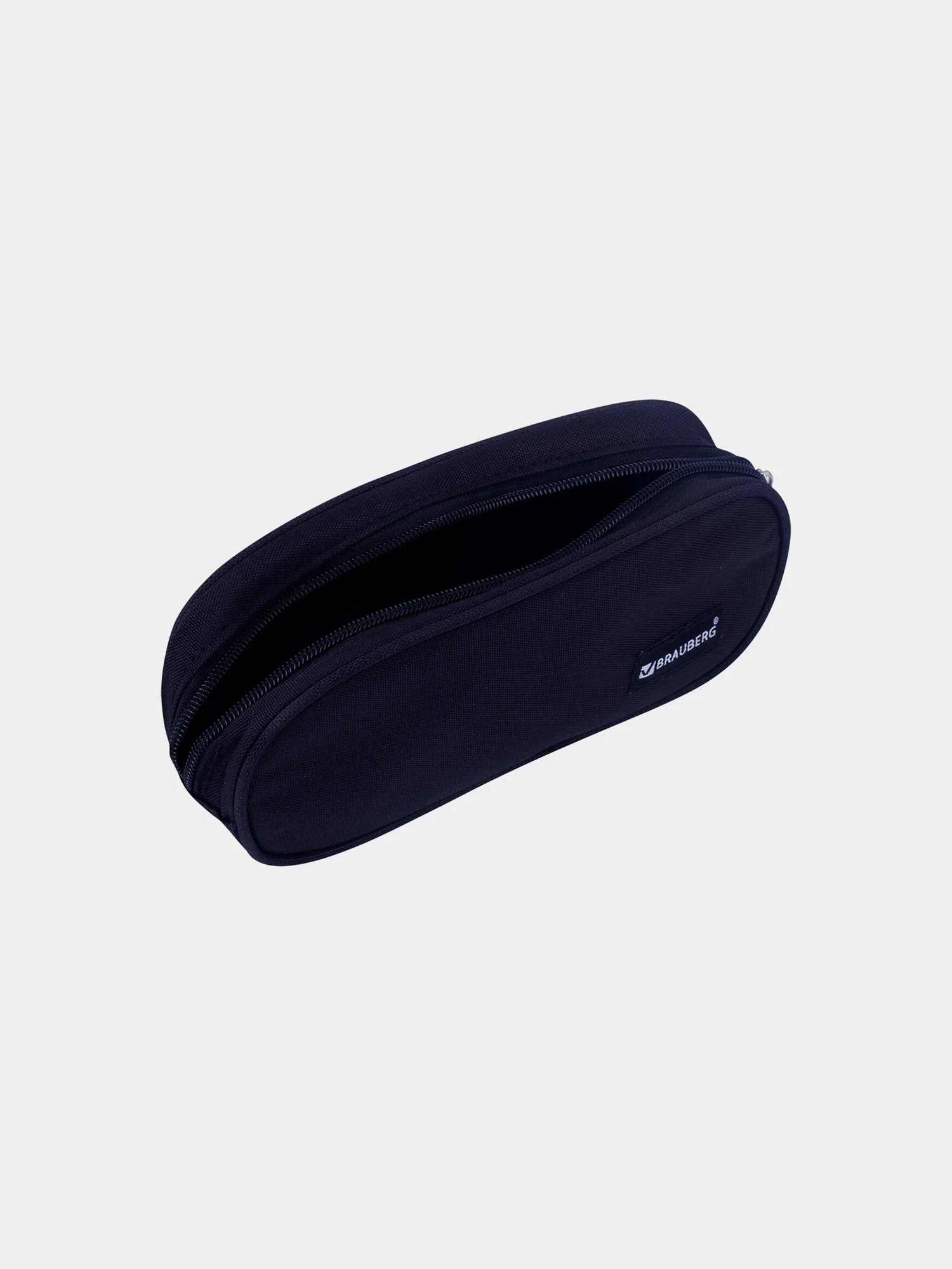 Пенал-косметичка BRAUBERG овальный, полиэстер, Black, 22х9х5 см, 229271