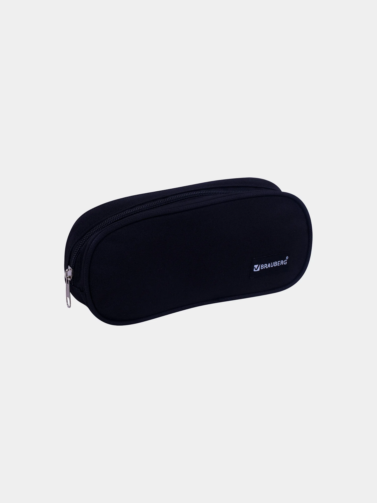 Пенал-косметичка BRAUBERG овальный, полиэстер, Black, 22х9х5 см, 229271