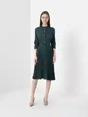 Зеленый платье женское, с плиссированной юбкой