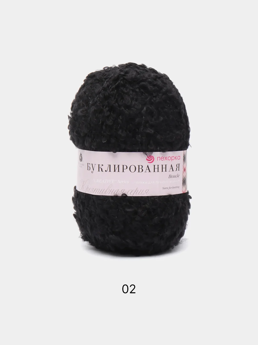 Черный пряжа Пехорка Буклированная 30% мохер, 20% шерсть, 50% акрил, 200г 220м
